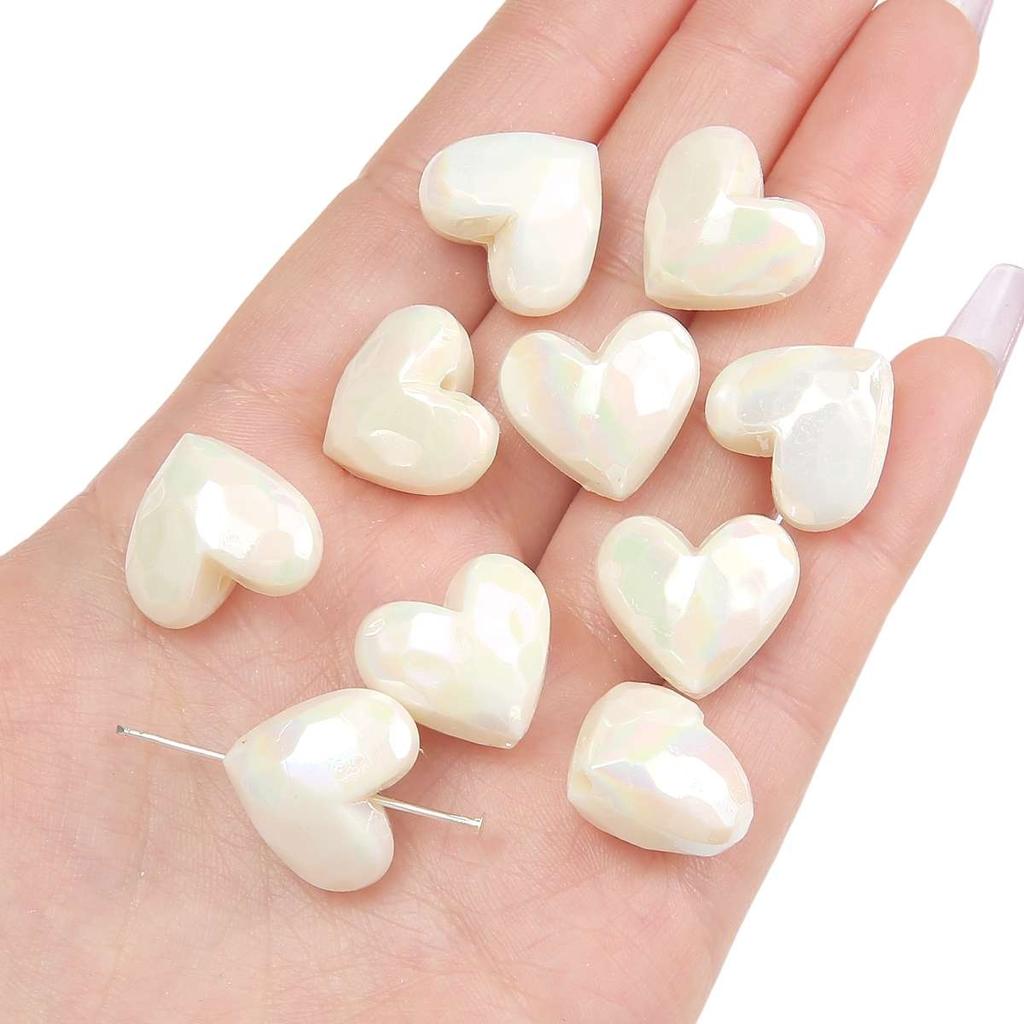[19X17mm] Color-Plated Peach Heart Beads  Cream Heart-Shaped Beads DIY Handmade Jewelry Accessories