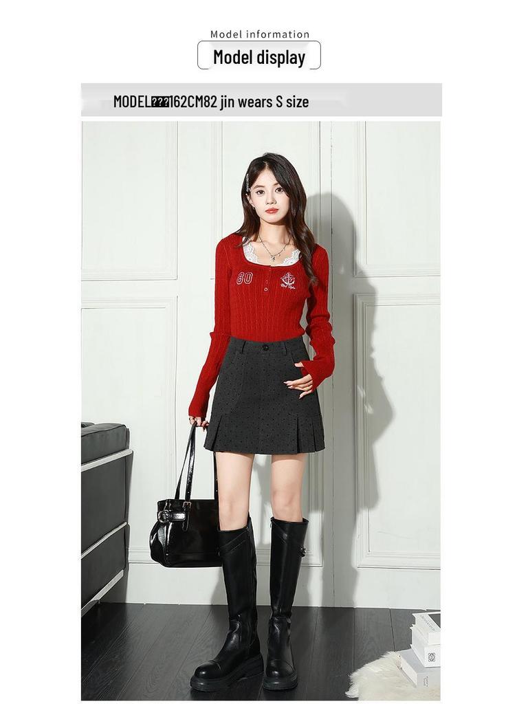 Retro Polka Dot High-Waisted Pleated Skirt - Anti-Exposure, Slimming, Leg-Lengthening 2025 Edition
