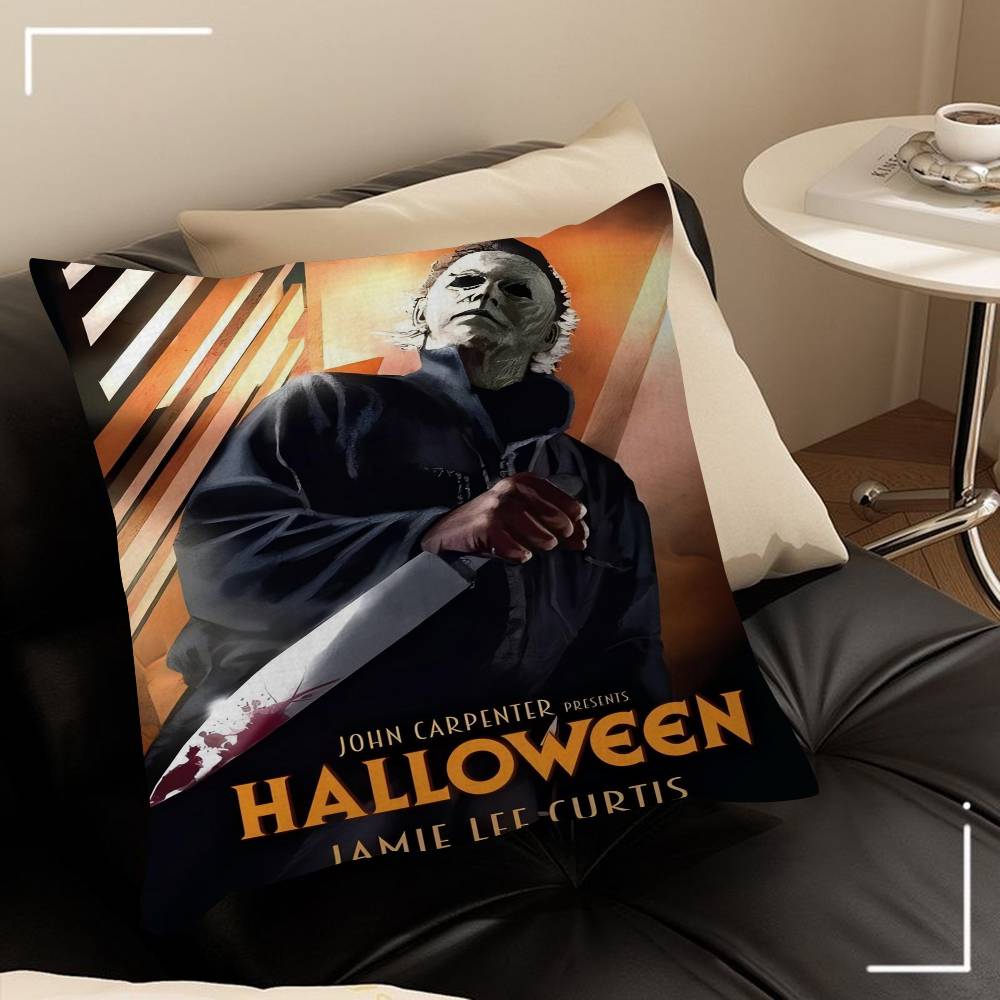 Horror Movie Characters Wall Art Michael Myers Halloween Pillow Cover Sofa Cushion Cover Home Room Decoration Children Gift
