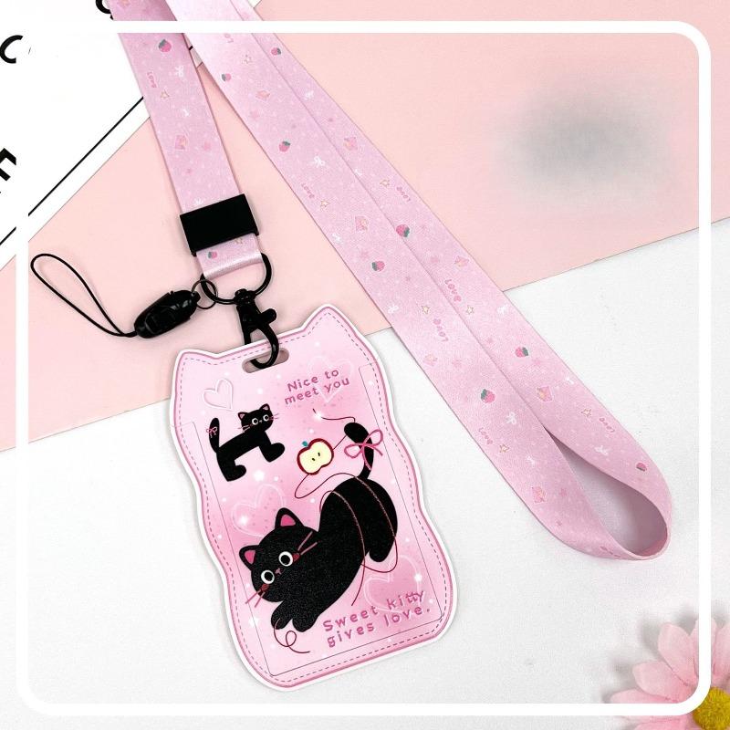 Creative Cat Ears Wave Card Holder Student Campus Card Tag Badge Bag Sliding Cover ABS ID Cover Protective Cover