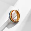 Enamel Unisex Couple Rings Rainbow Stripe Finger Knuckle Bands Multicolour Rainbow Rings  Woman