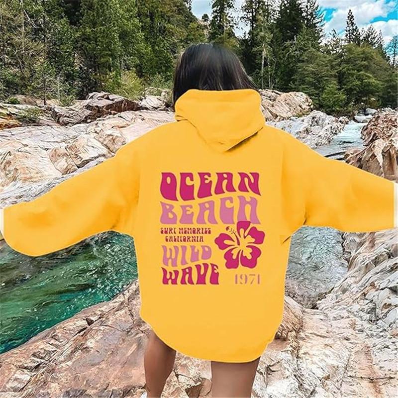 New S--5XL European Size Women's Shoulder Sleeves Threaded Cuffs Hem Sweater Hoodie Oversized Letter Printing