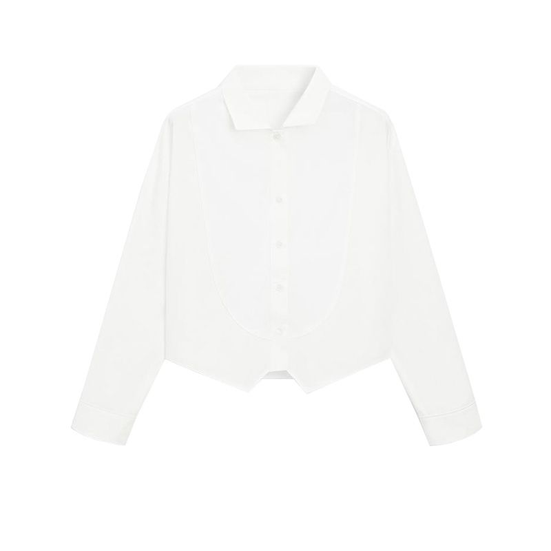 Spring New Women's Clothing French-Style High-Intelligence-Sensitive and Diligent Style Short Inner Wear Long Sleeve White Shirt 5155855
