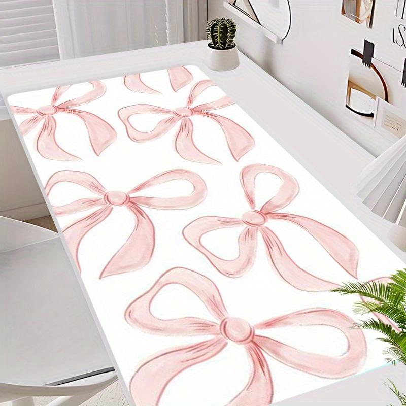 Adorable Bow Design Pink Aesthetic Gaming Desk Mat NonSlip Rubber Base Elegant Mouse Pad