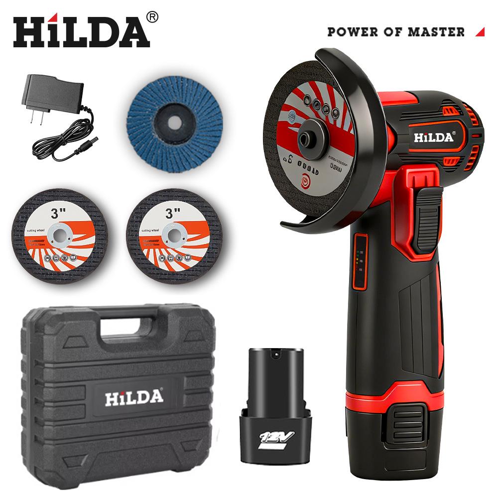 HILDA 12V 3-Inch Mini Lithium Battery Angle Grinder & Polisher