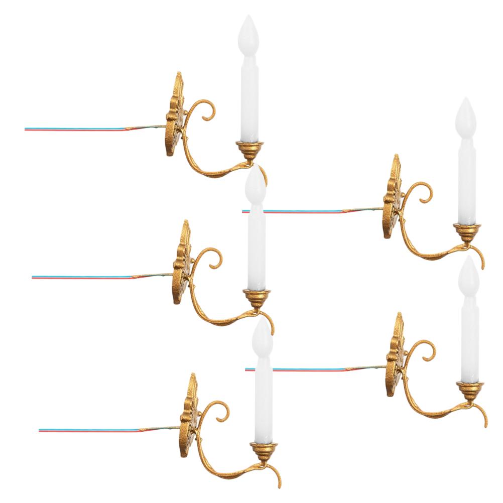 

5pcs Mini House Wall Lamps Mini Landscape Lights Sand Table Layout Wall Lamp Decors 3.2X1.9CM золотистый