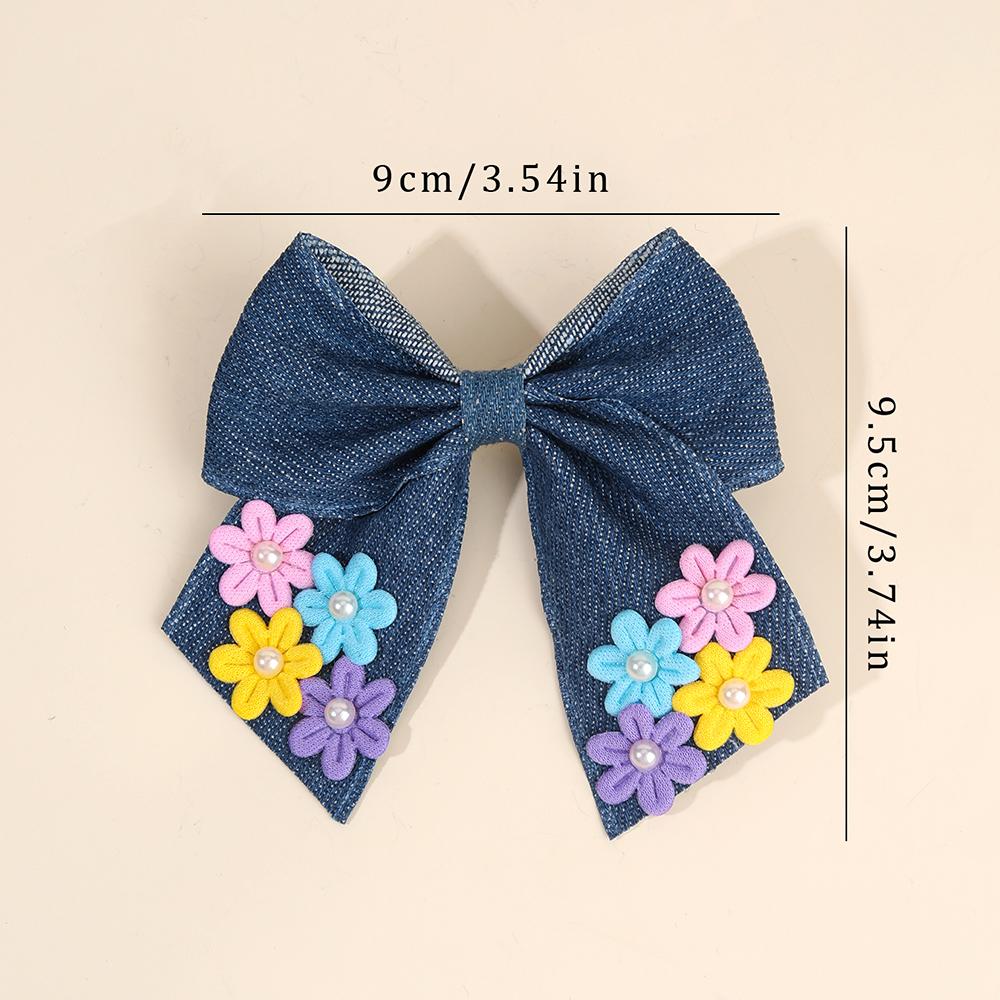 2Pcs Denim Flower Hair Clips Handmade Jeans Fabric Floral Barrettes Boho Korean Country Style Hair Accessories For Girl Children