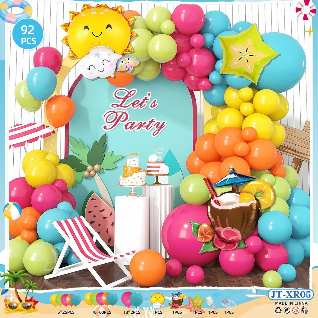 Hawaiian Balloon Set Wreath Summer Pool Party Pineapple Balloon Hawaiian Party Outdoor Outfit
