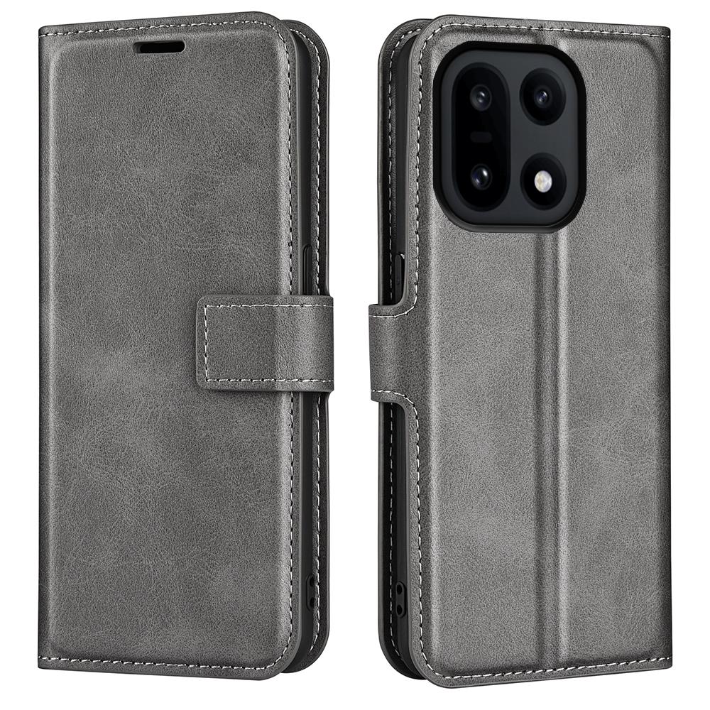 For OnePlus 15 5G Stand Case Anti-Scratch Calf Texture Leather Phone Cover