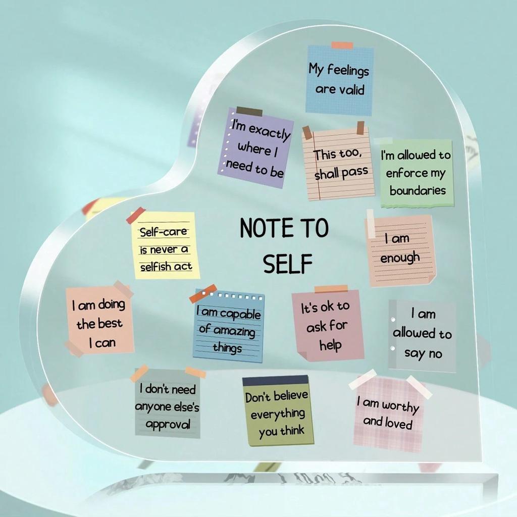 Heart Shaped Mental Health Decor with Inspirational Affirmations, Therapy Counseling Gift for Mental Health Awareness