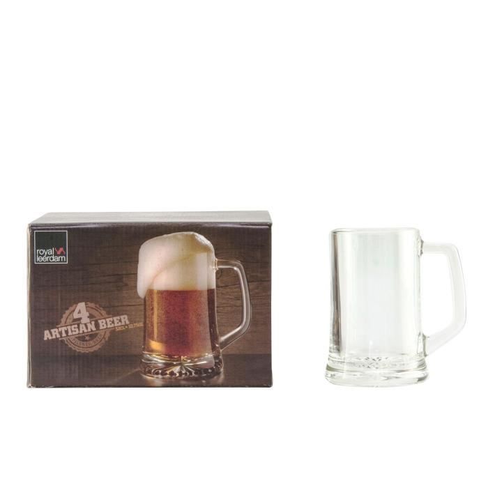Chopes à bière - Artisan - 32 cl - Verre transparent - Lot de 4 - Compatible lave-vaisselle