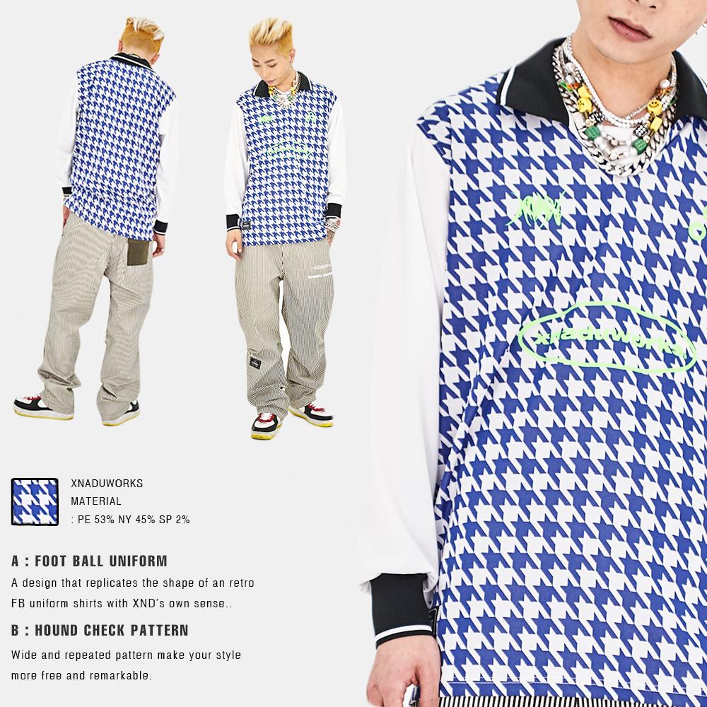 Jeneoduwogseu Houndstooth Football Shirt Blue
