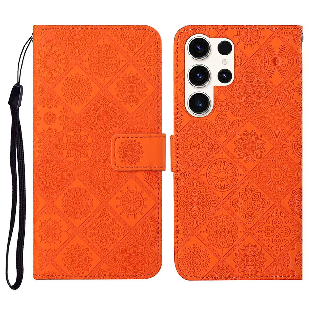 

For Samsung Galaxy S26 Ultra Case Leather Case Ethnic Style Wallet Phone Cover with Strap