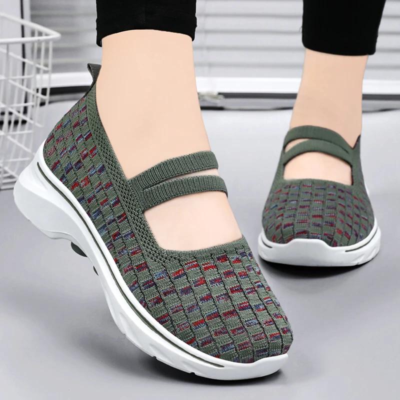 Fashion Plus Size Women Flat Shoes 2025 Fashion Elastic Band Weave Shoes Women Comfort Flat Shoes Women Casual Loafers Zapatos De Mujer