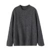 Women's Retro Cable Knit Cashmere Sweater – Round Neck, Rolled Hem, Thick, Loose, and Cozy for Autumn and Winter.