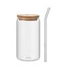 Multifunctional Bamboo Lid Glass, 16oz High Borosilicate Cola Cup, High Temperature Resistant Glass, Milk Tea Cup, Beverage Cup