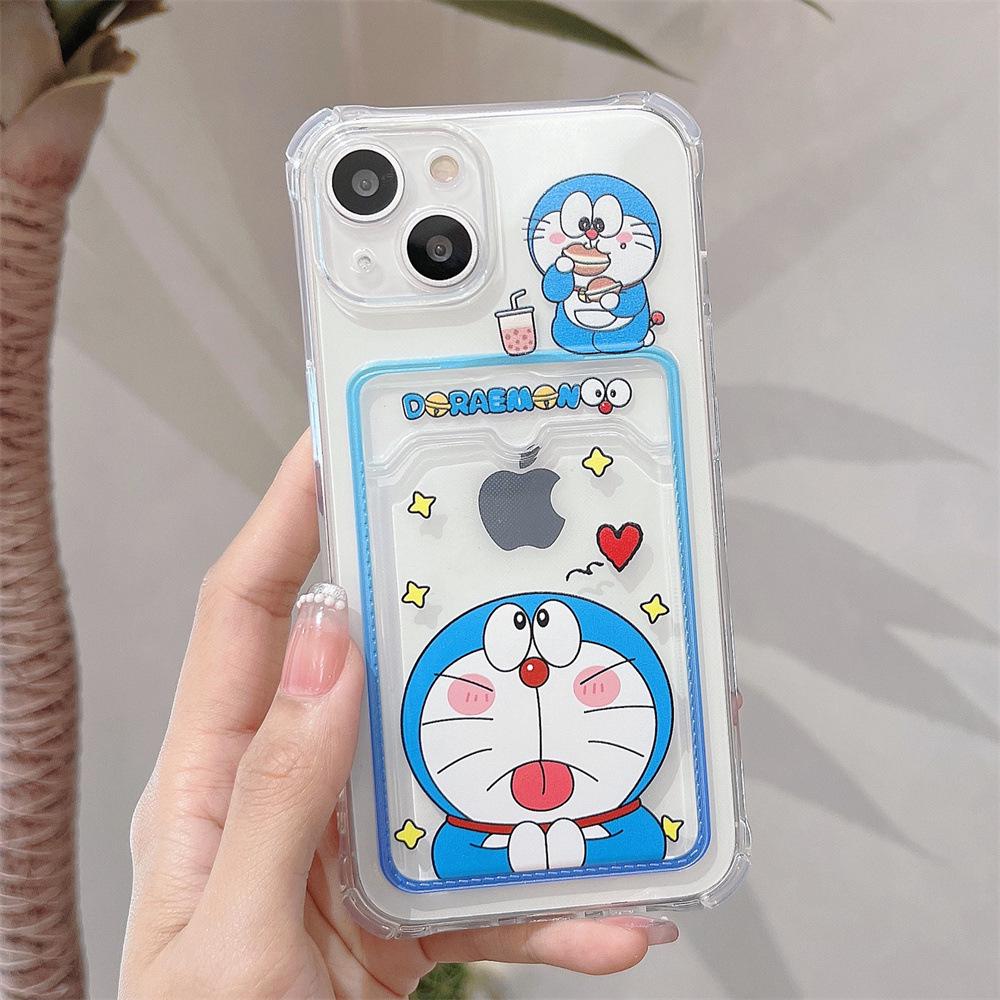 Blue Cartoon Card Insertable Apple iPhone Case for 13/14/12Pro, XR/XsMax, and 15.