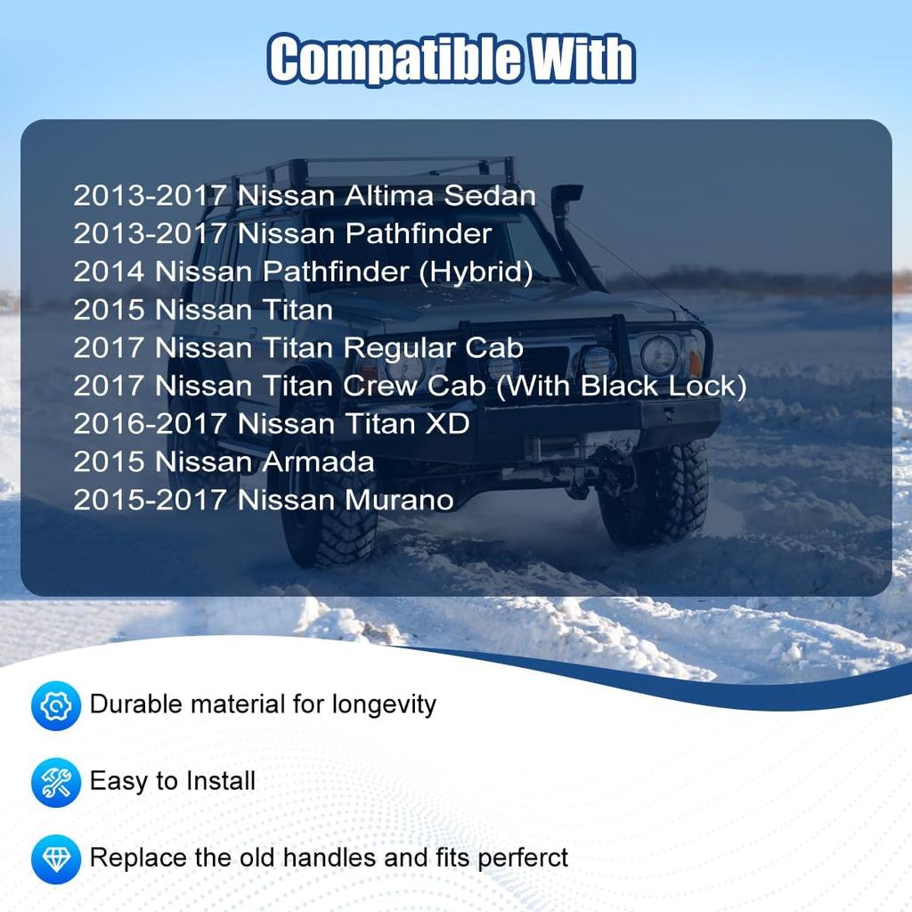 NPAUTO Interior Door Handle Front Or Rear Right Passenger Side Replacement For 2013-17 Nissan Altima Sedan Pathfinder Titan, Black 80670-3TA0D