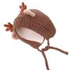 Antlers Christmas Hat for Children Thicken Plush Headgear White Furry Liner for Christmas Parties Cosplay Accessories