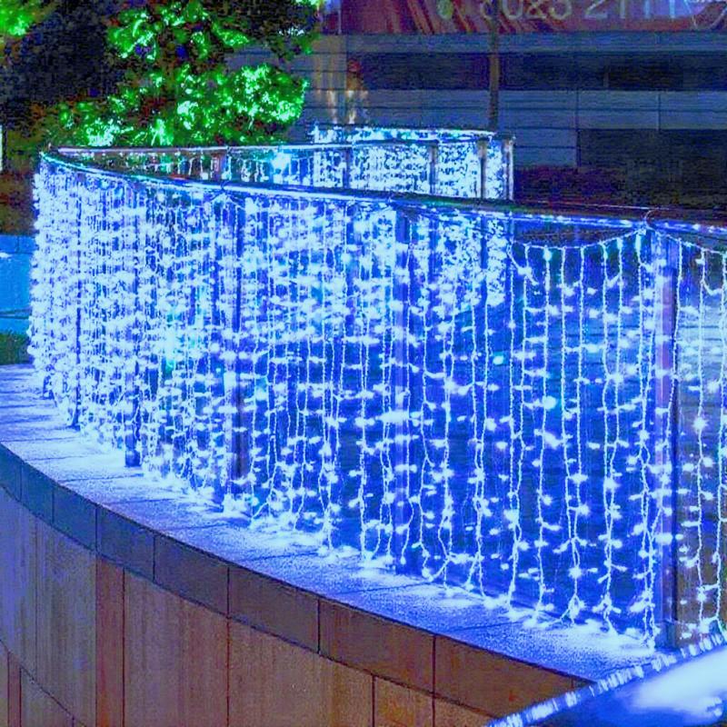 Christmas Decorations LED Icicle String Lights EU Plug Christmas Garland Droop Light Wedding Garden Street Outdoor Decoration
