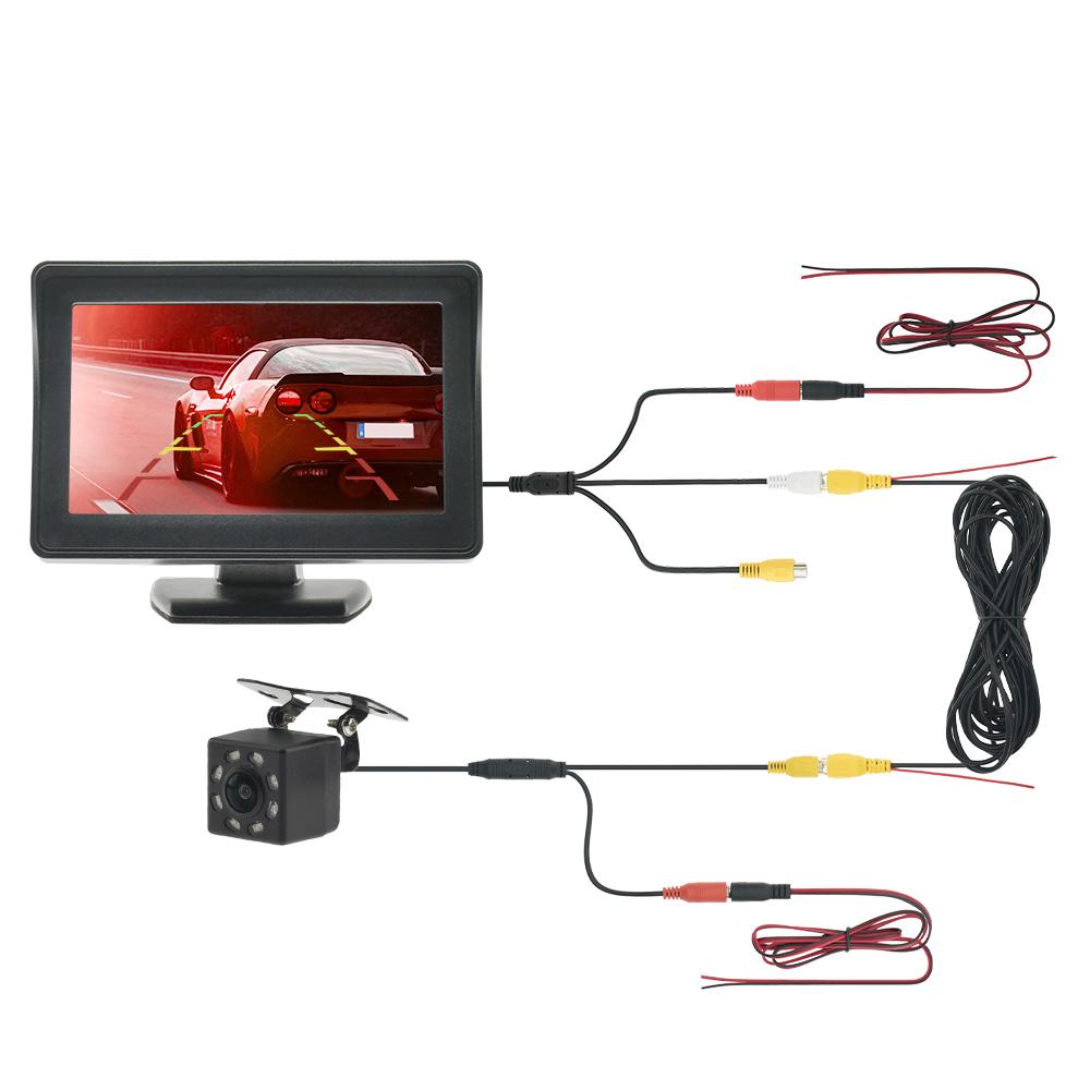 Parking Backup Car Rear View Camera Screen with Monitor Vehicle 9-36V LED HD Reversing with Screen 4.3 Inch