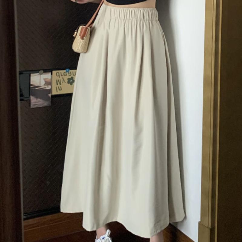 

Женская летняя черная эластичная миди-юбка А-силуэта зонтик с высокой талией - приталенная расклешенная полуюбка для крутого сезонного стиля XL