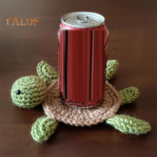 Knitted Turtle Coaster Adorable Crochet Cup Mats Heat-Resistant Absorbent Table Placemats Non-Slip Sheep Drink Coasters for Kitchen Office