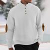 Lightweight Casual Sportswear for Men Jacquard Small Check Pattern Stand-Up Collar Long-Sleeved Pullover Button-Front Outdoor Sweatshirt