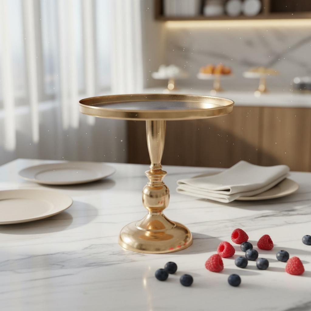 Gold Pedestal Cake Stand Wrought Iron Round Food Pedestal Servingware Versatile Party Supplies Elegant Design for Nuptials