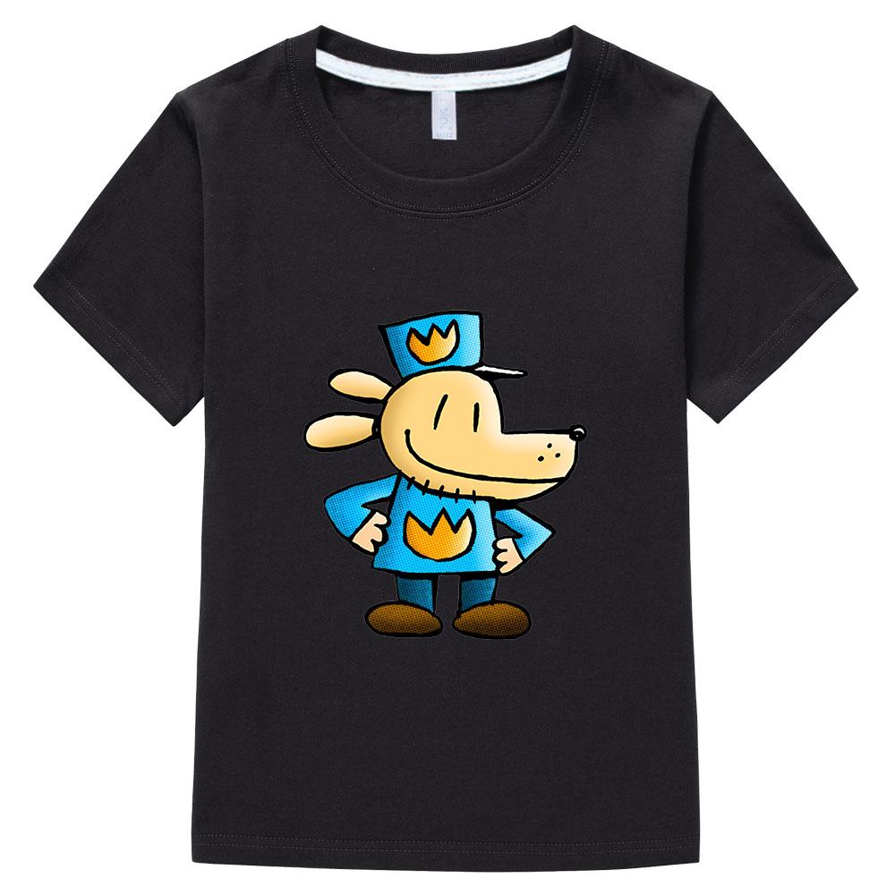 

100% Cotton Dog Man Cartoon Children s T-Shirt Anime Print Kids Tees Cute Boys Girls Tops O-Neck Short Sleeve Summer Toddler 100 чёрный