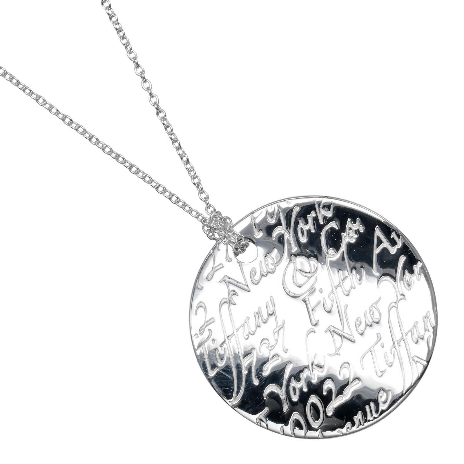 

TIFFANY&Co. Notes round tag Necklace Silver925 9g Women Used