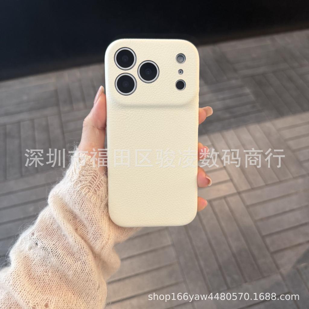 ins niche fine hole leather pattern is suitable for Apple 17promax mobile phone case iPhone16 solid color 15 all-inclusive 14/13.