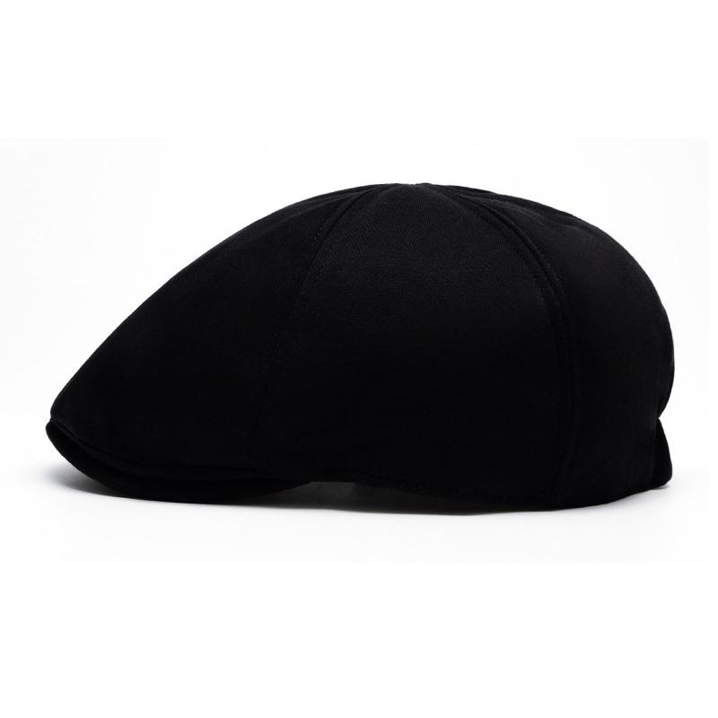 Herren Schirmmütze Herbst Winter Großer Kopf Baskenmütze Retro Baumwolle Unifarbene Kappe Britische Schiebermütze
