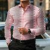 Men's Polka Dot Print Long Sleeve Shirt Fashion Slim Fit Button Down Casual Blouse Tops