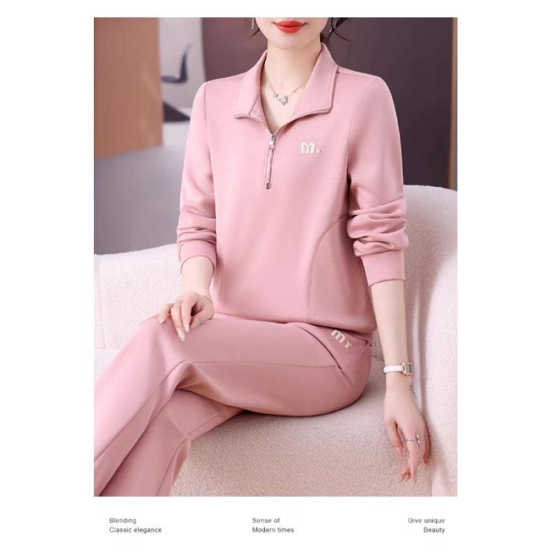 Casual Sports Suit Lapel Women's Spring and Autumn Small Young, Beautiful, Fashionable and Slim Two-piece Set