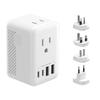 Convertisseur de Tension de Voyage 220V 100V Conversion Compatible Prises Type BF C O Adaptées États-Unis Corée du Sud Australie Royaume-Uni Chine plus Prise AC 2
