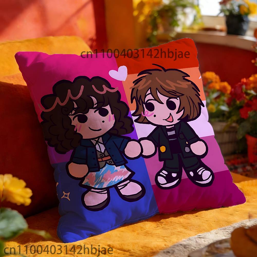 Rockie V-Vickie and R-Robin Pillow Case Print Polyester Fiber 40X40 Cm Home Sofa Throw Cushion Cover Decoration