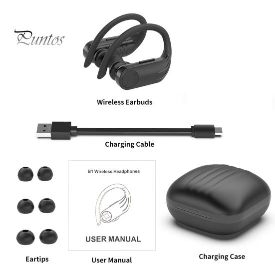 1 Pair Wireless Earbuds Long Battery Life High Clarity ABS Bluetooth-compatible 5.0 Waterproof In-ear Headphone for Running
