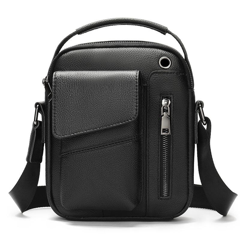 Pánská crossbody taška z hovězí kůže Kožená Vintage taška přes rameno na mobilní telefon Malá taška z kůže