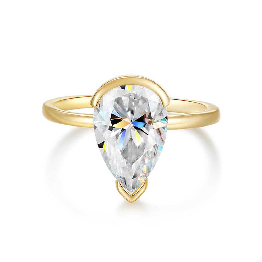 4Carat Pear Cut D Color Moissanite Rings for Women   CopperWaterdrop Diamond Ring Engagement Wedding Bands Jewelry