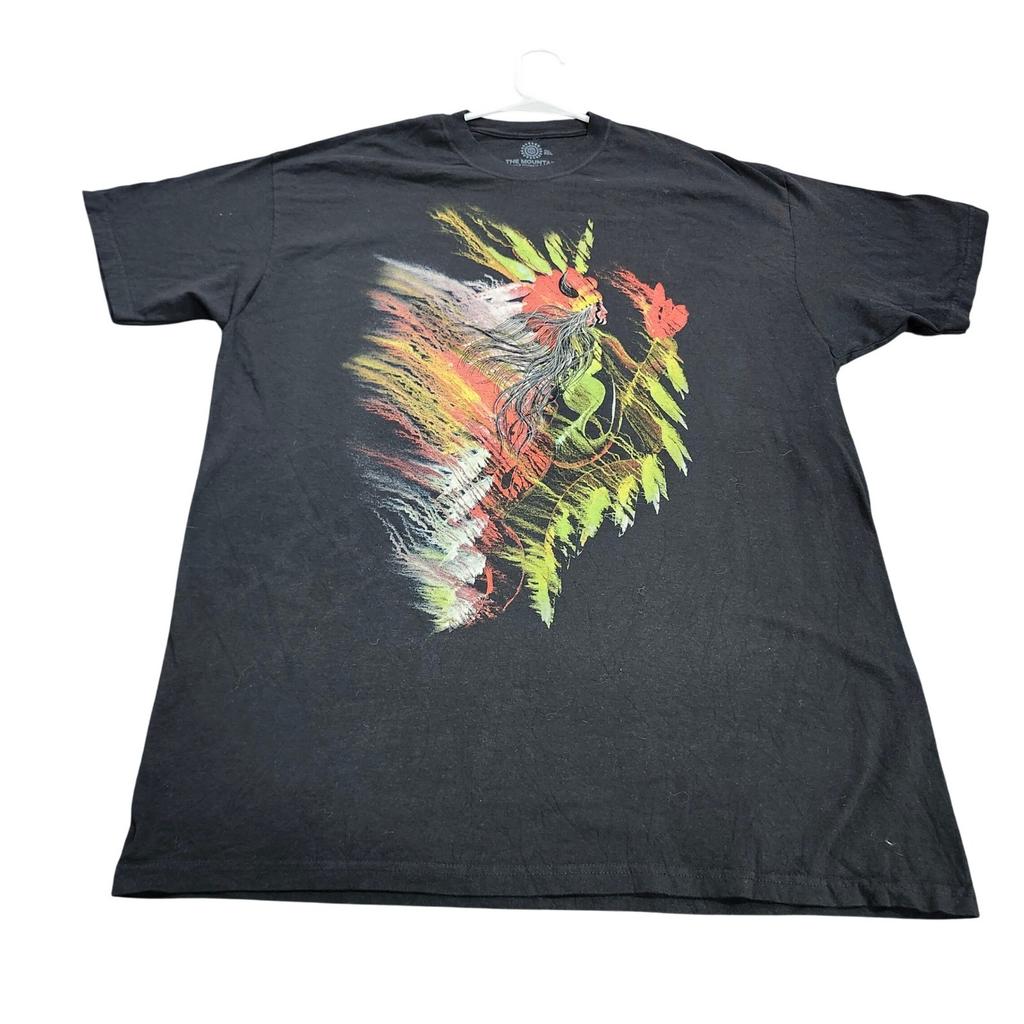 The Mountain Mens 2XL Black Native American Graphic Chief Headdress Unisex T-Shirt