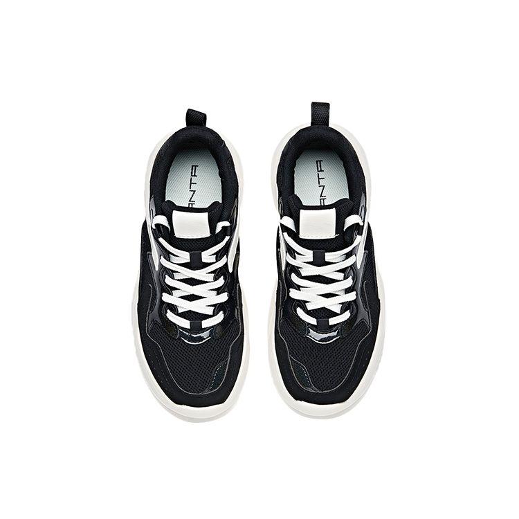 Anta Non-Slip Wear-Resistant Low-Top Dad Shoes Women Sneakers Black White 122028887-3
