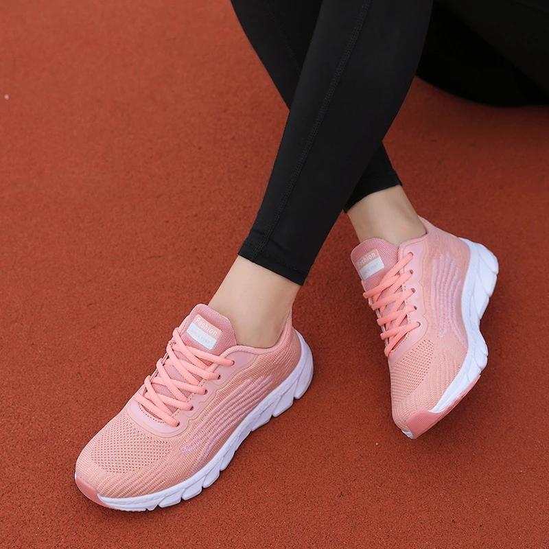 Fashion Spring Flying Knitted Breathable Running Shoes Sports Women Casual Sandals Soft Sole Couples Couple Shoes Zapatillas De Mujer