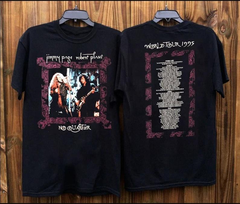 Jimmy Page & Robert Plant No Quarter World Tour 1995 Black T-Shirt, Anniversary