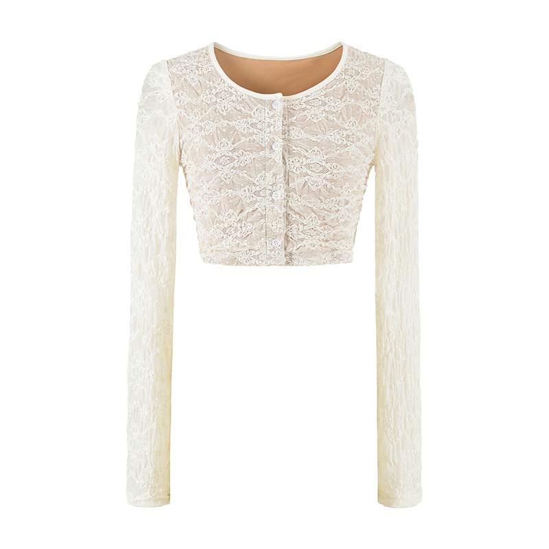 Pure Desire Lace 2-Piece Dress Set Slim Fit Cami Mini Skirt Long Sleeve Cardigan See Through