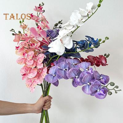 Artificial Moth Orchids 9 Heads Realistic Fake Silk Flower Wedding Party Home Office Table Centerpiece Faux Phalaenopsis Floral Branch Decoration