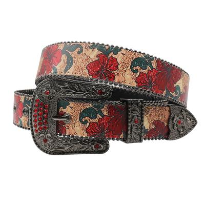 Original Design Rhinestone Printed Belt, Popular Y2Kpu Leather Belt In Europe And America