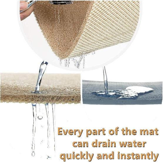 Anti Slip Shower Mat, Soft Textured Bath Mat, Easy Drain Non Slip Comfort Bathtub Mats, Quick Drying PVC Loofah Bathroom Mats, Phthalate Free (15.5"