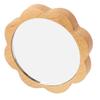 Wood Framed Makeup Mirror Glass Fashionable Handheld Small Round Cosmetic Mirror for Women