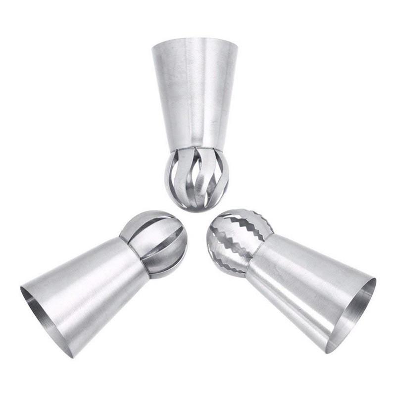 7 Pcs Russian Framed Spherical Torch Mouth Stainless Steel Decorating Large Flower Heads Dessert Decorators